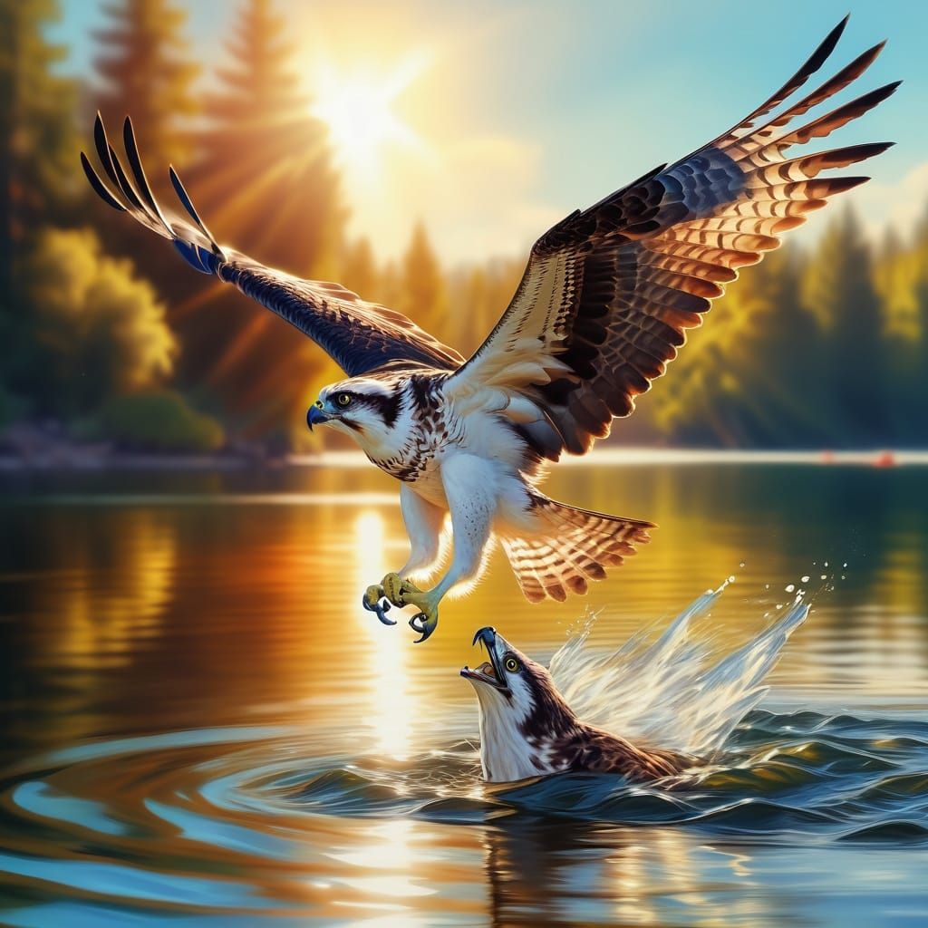 Majestic Osprey in Vibrant Oil Painting Style