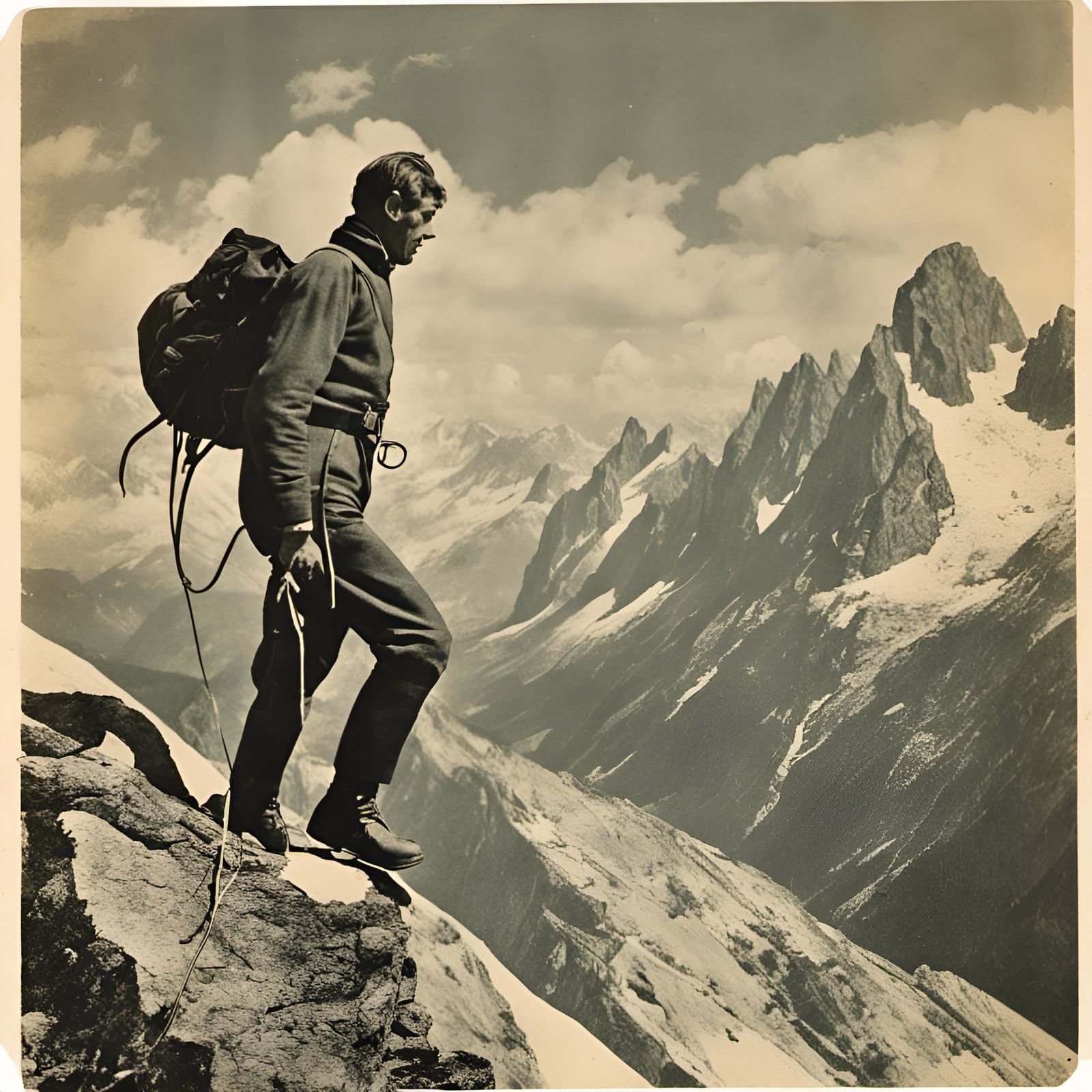Vintage Alps Climbing Postcard in 1960s Style