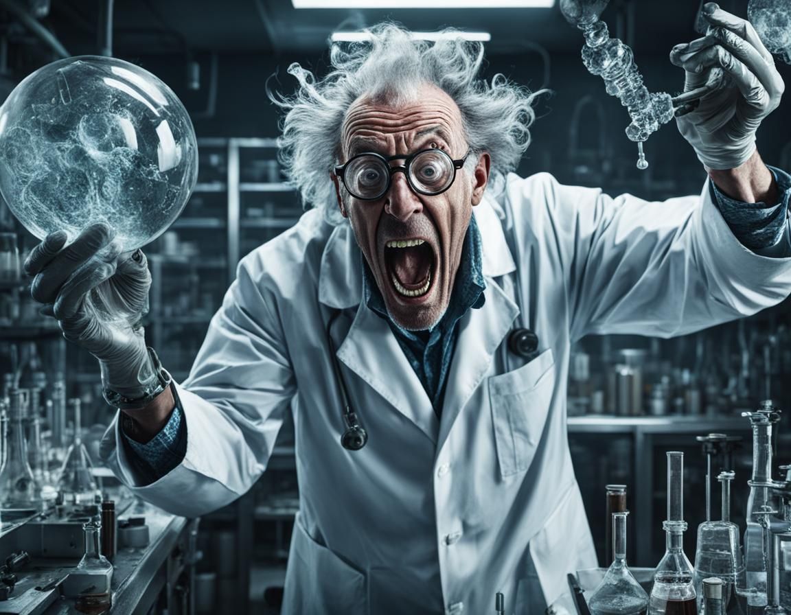 Detailed Mad Scientist in Alchemist Laboratory