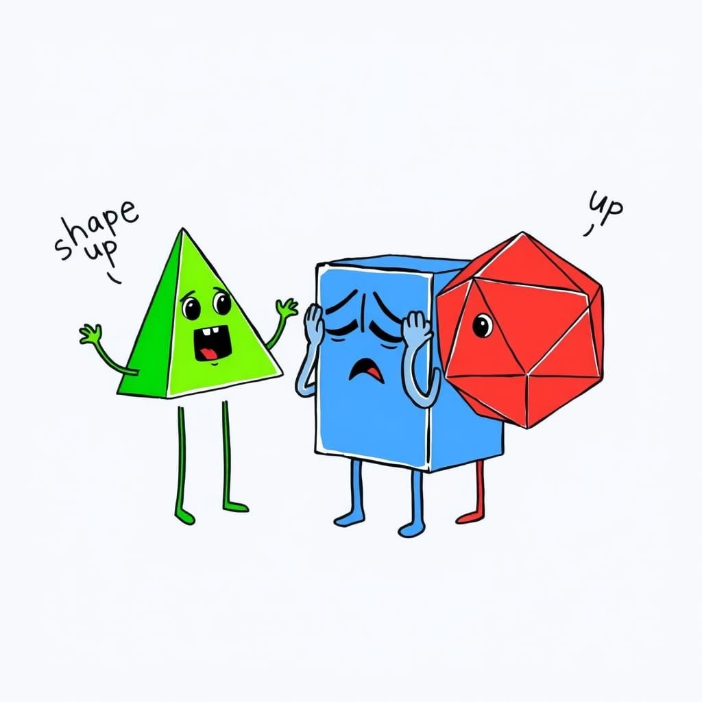 Whimsical Geometric Figures Engage in Playful Argument