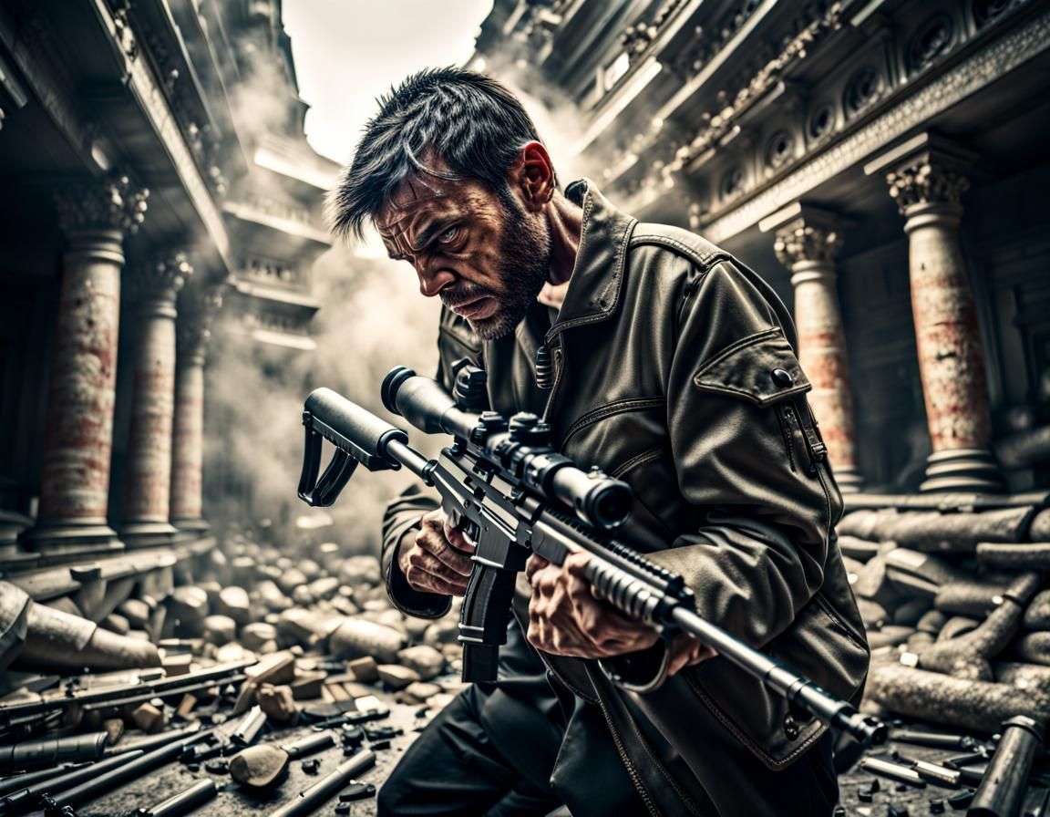 Hyperrealistic 3D Rendering of Man in Despair