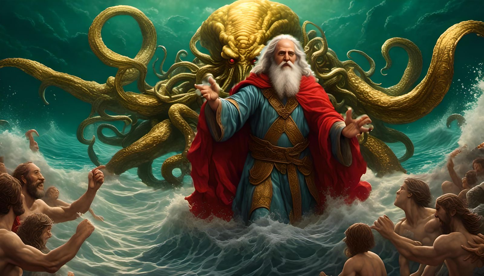 Cthulhu Emerges from the Sea in Hyperrealistic Style