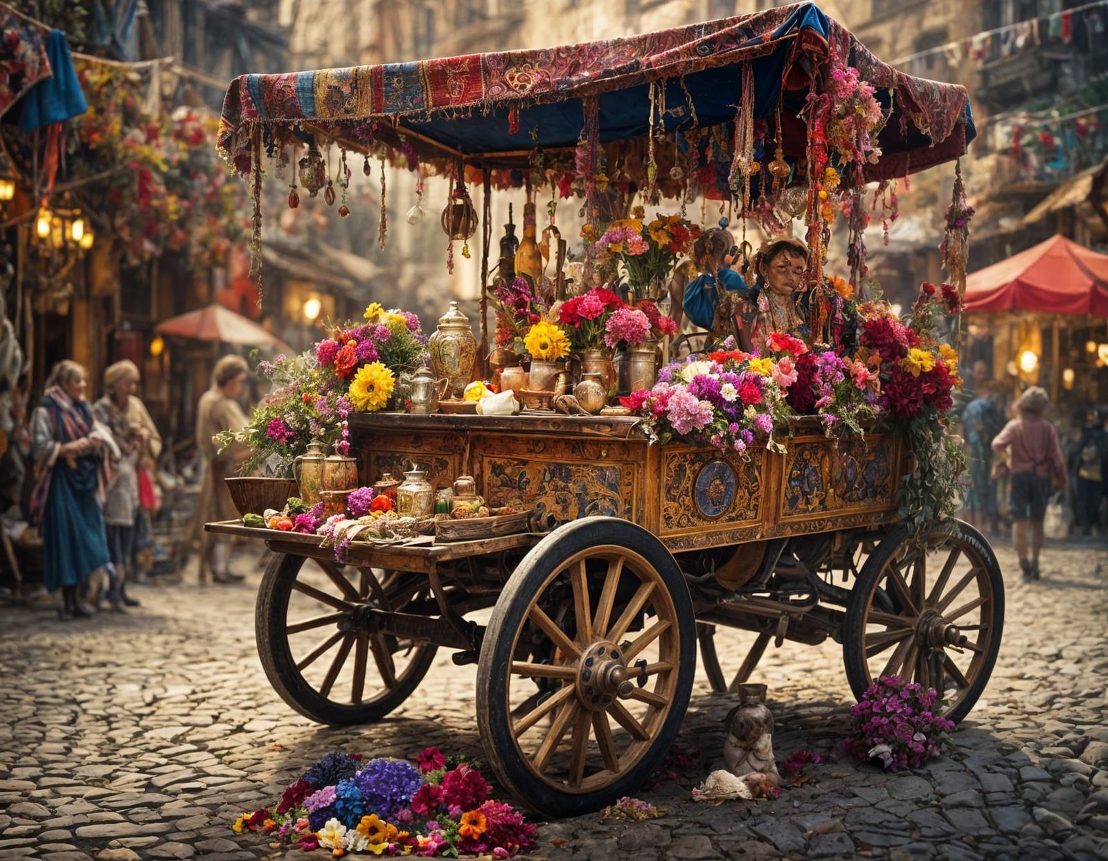 gypsy flower cart in the Square
