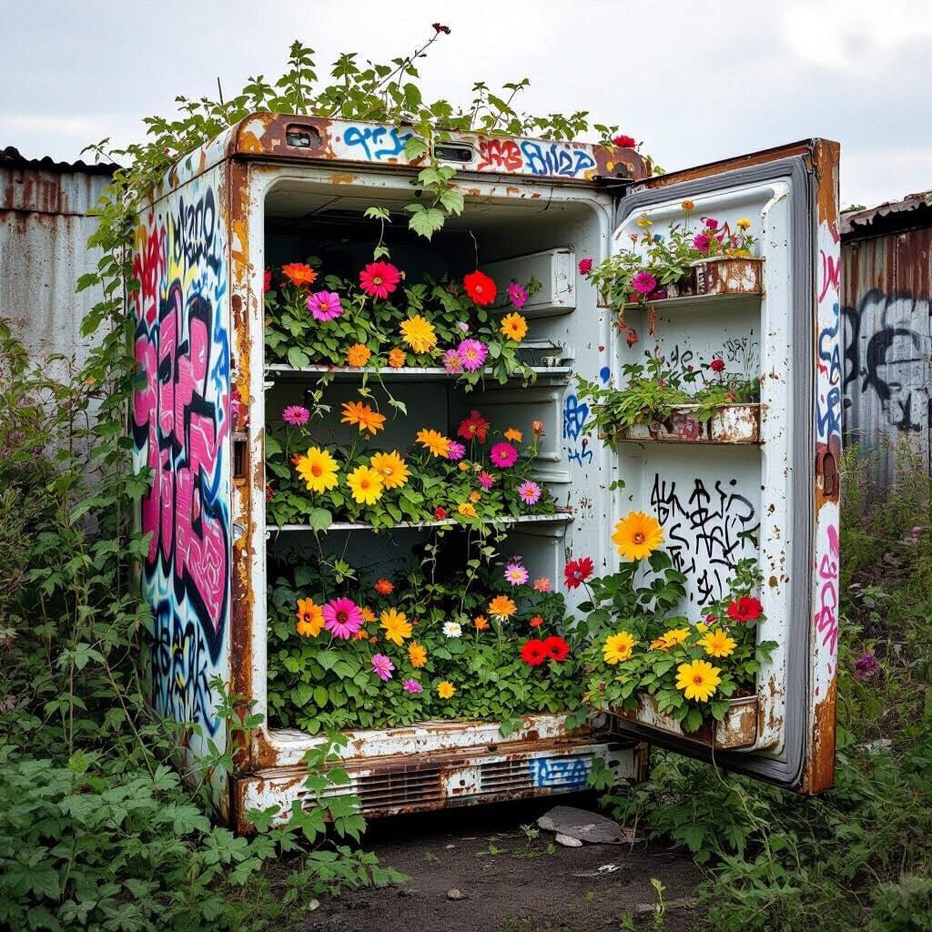 Garden in a Refrigerator: A Pop Art Explosion