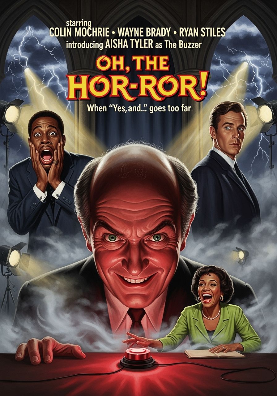 Hammer Horror Movie Poster Parody with Dramatic Lighting