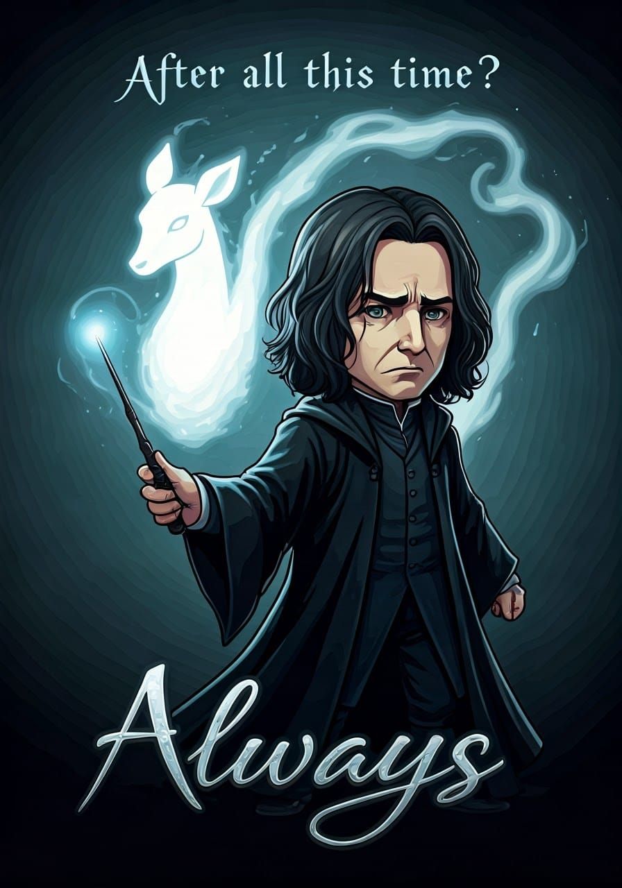 Chibi Snape Summons Doe Patronus in Comic Art