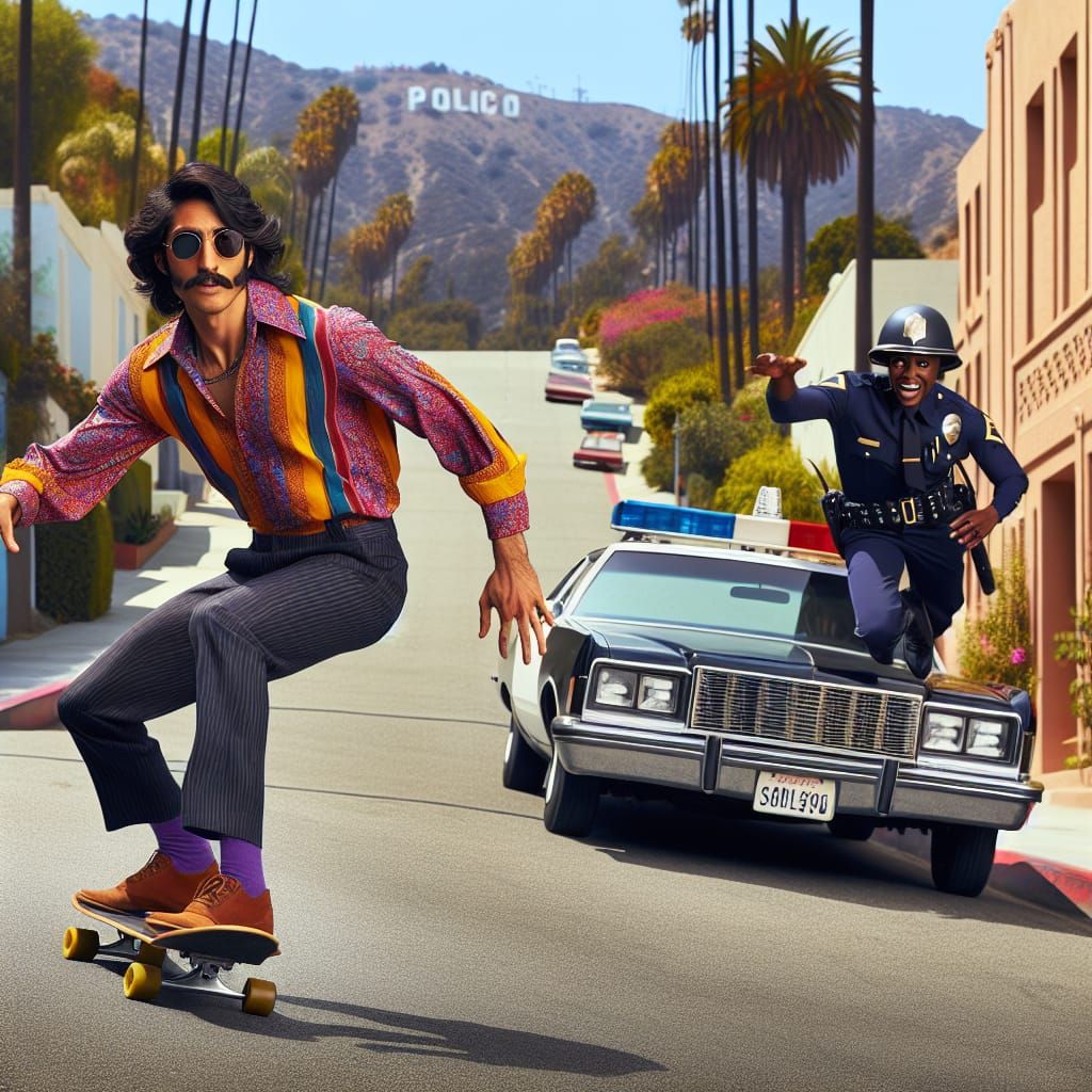 1970s Skateboard Chase Scene in Los Angeles