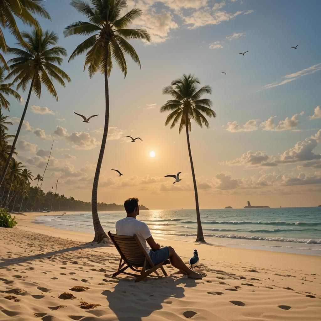 Idyllic Beach Scene Matte Painting in 8k
