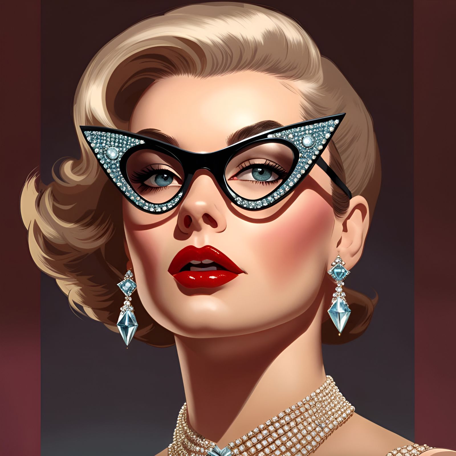 1950s fashion model wearing high fashion eyeglasses