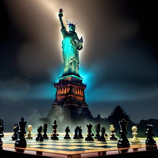 New York Chess Game: Storybook Illustration