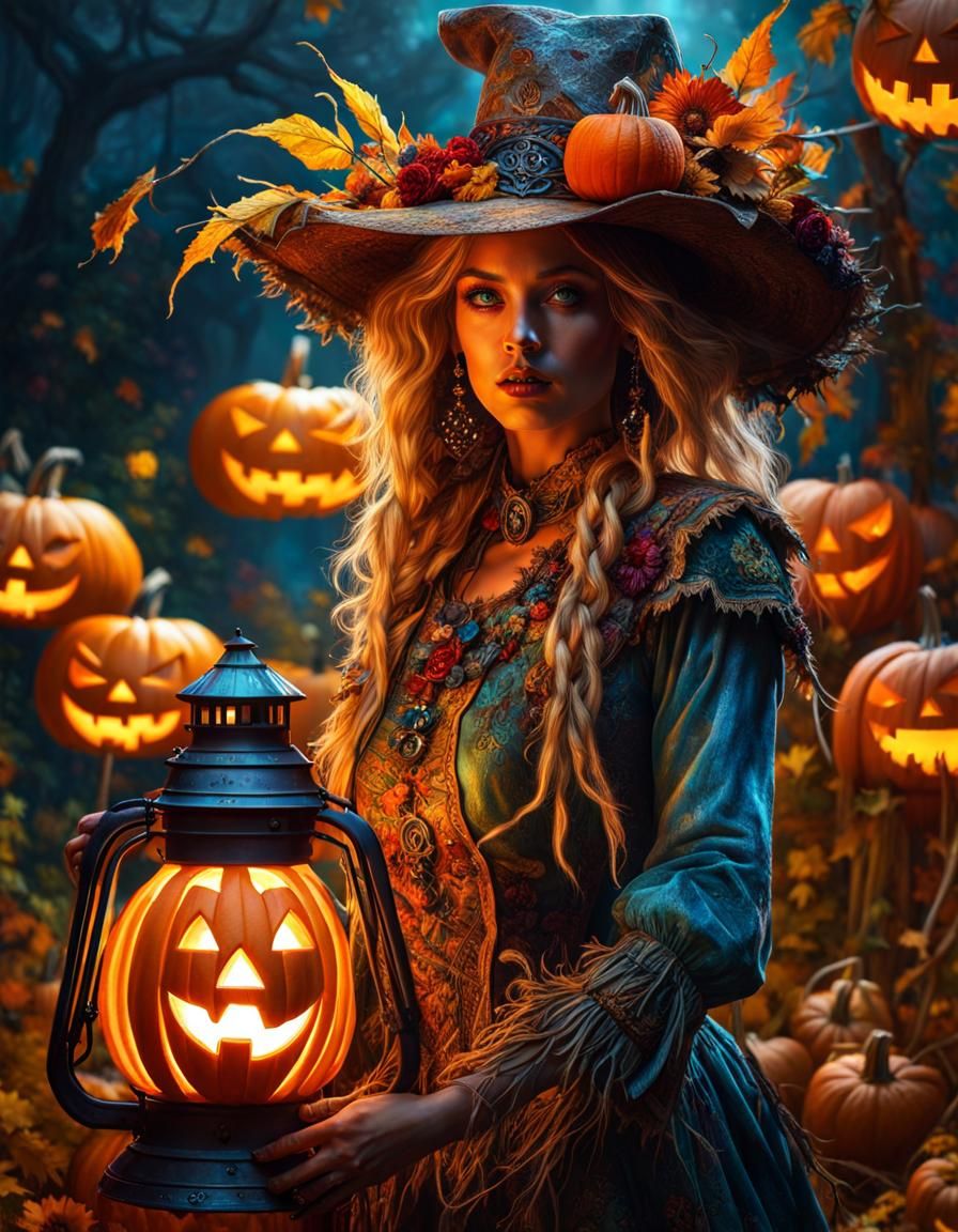 Female in halloween time