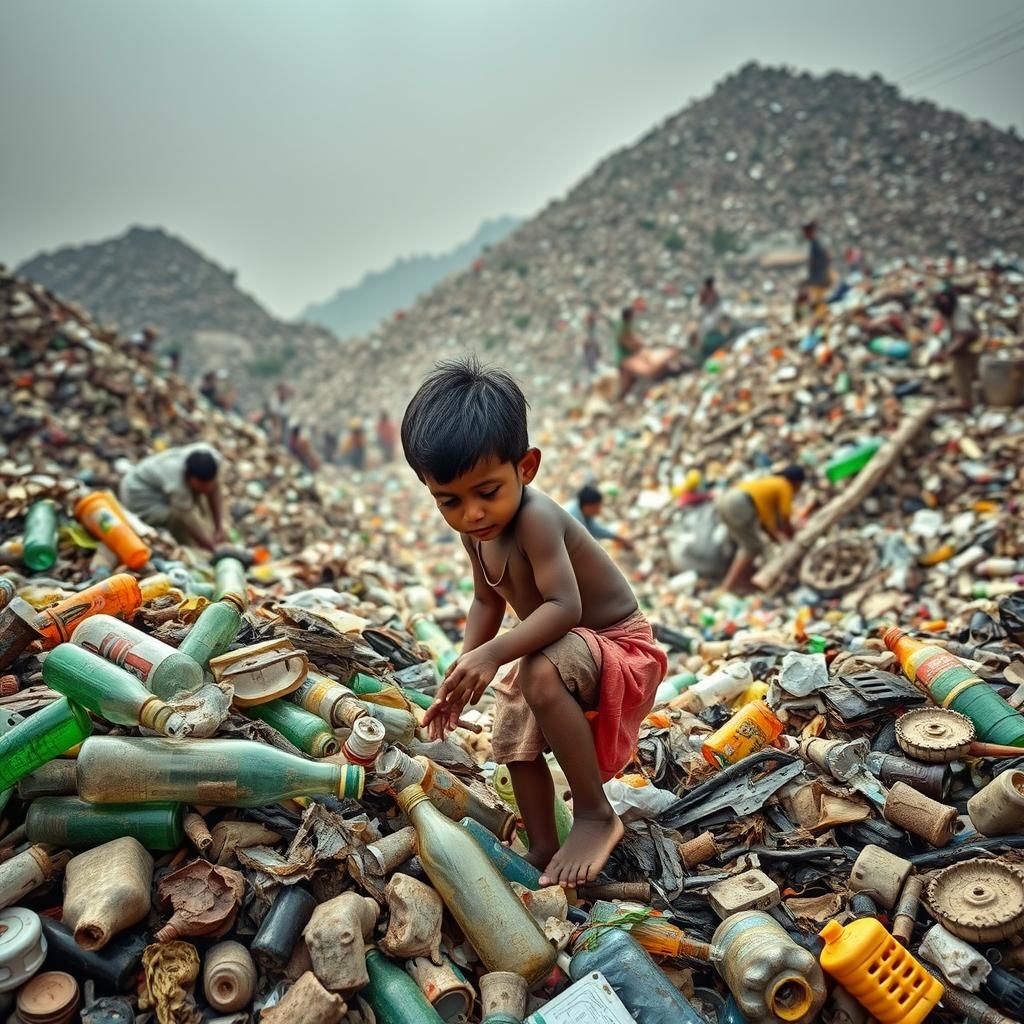 Child Labor in India Recycling Waste Landscape