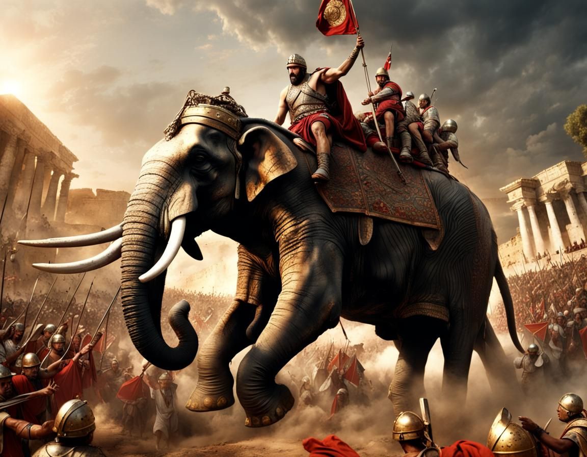Hannibal Barca on Giant Elephant, Punic Wars Battle