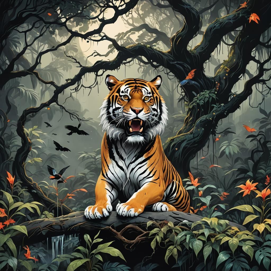 Dual Realm Tiger: A Hyperrealistic Digital Art Piece