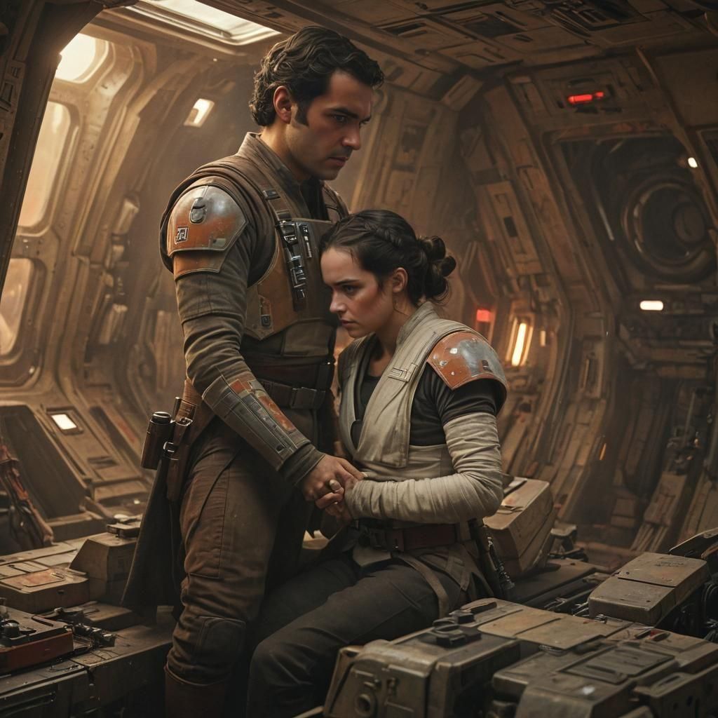 Poe comforts Rey