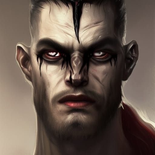 Handsome King of Darkness with Red Eyes