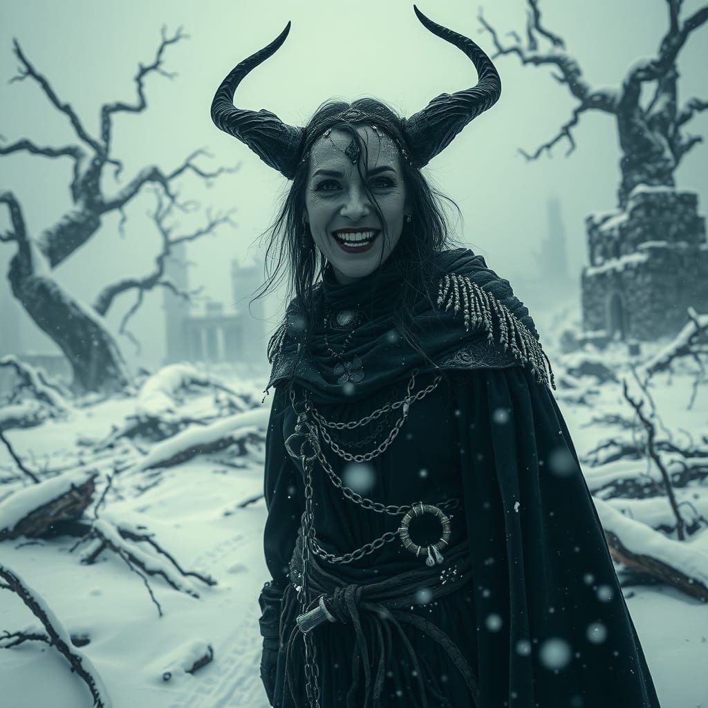 Lilith: Ancient Queen and Demoness in Winter Wasteland