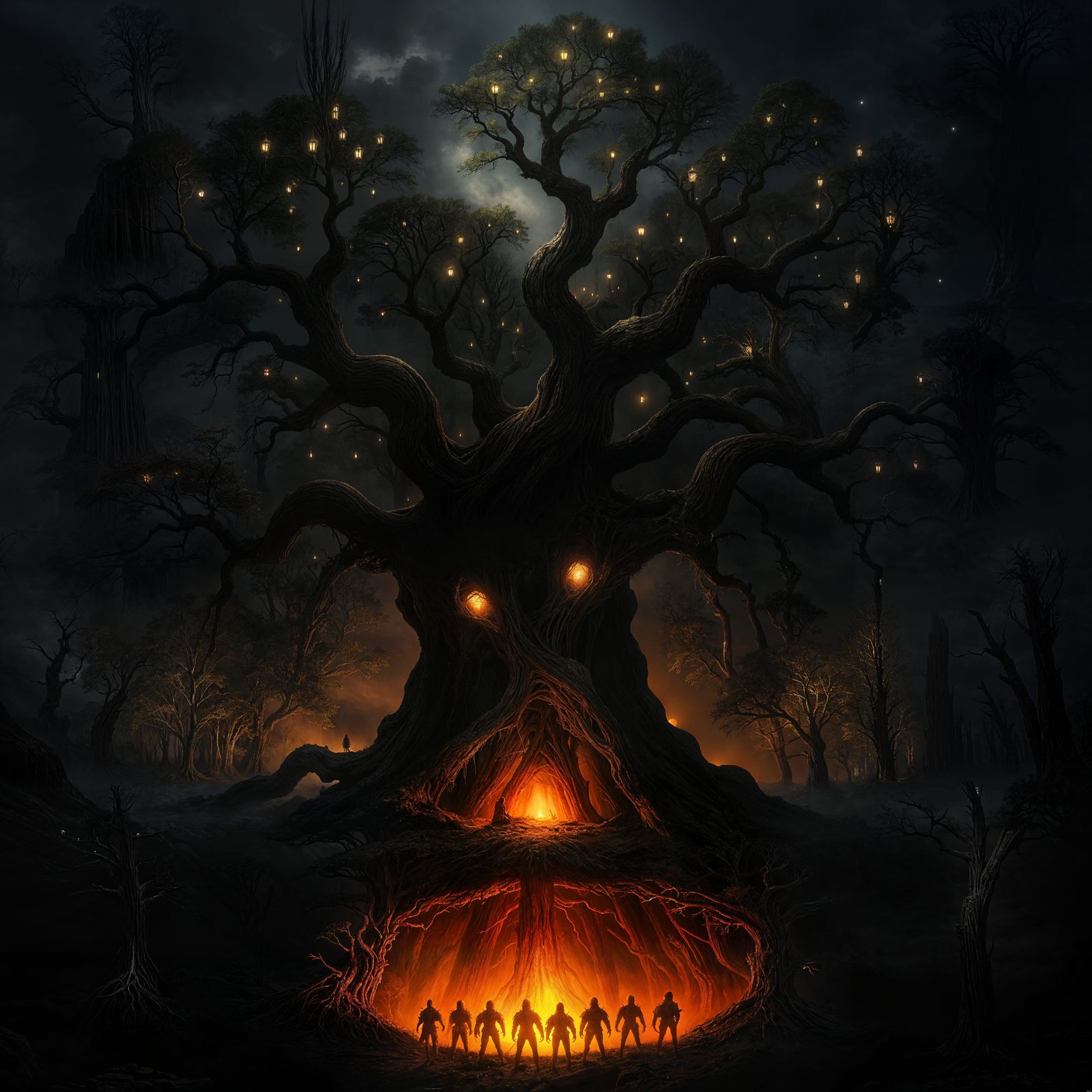 Ancient Bioluminescent Tree Guards Droid Graveyard in Dark F...