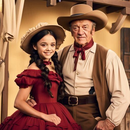 Surreal Portrait Mashup: John Wayne Meets Jenna Ortega