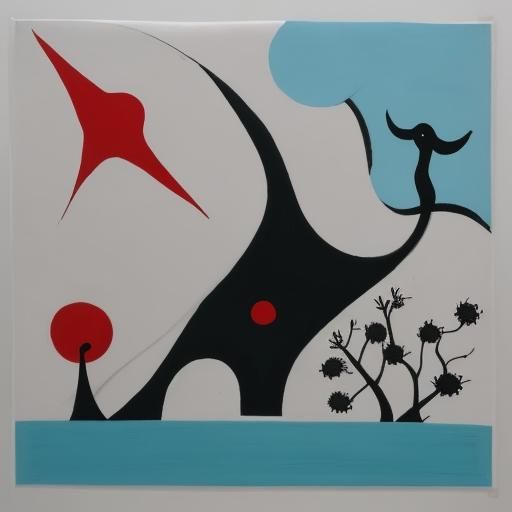 Miró-Inspired Landscape with River and Hills