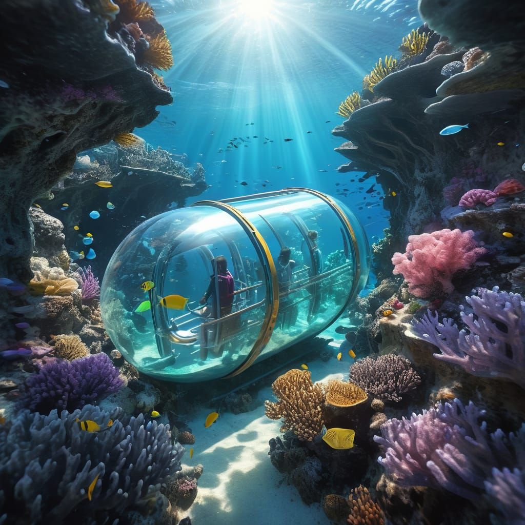 Submersible Glass Capsules in Vibrant Coral Reefs