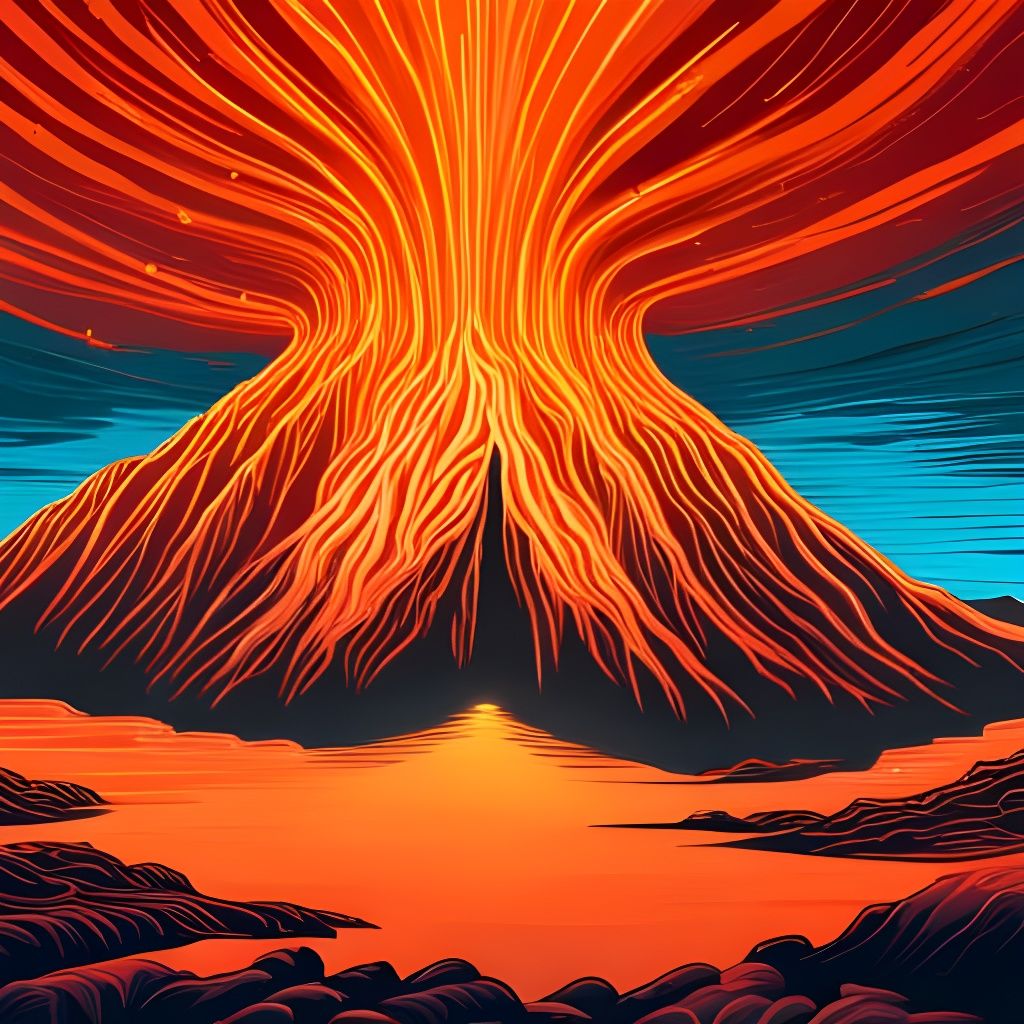 Volcanic Eruption in Comic Book Style