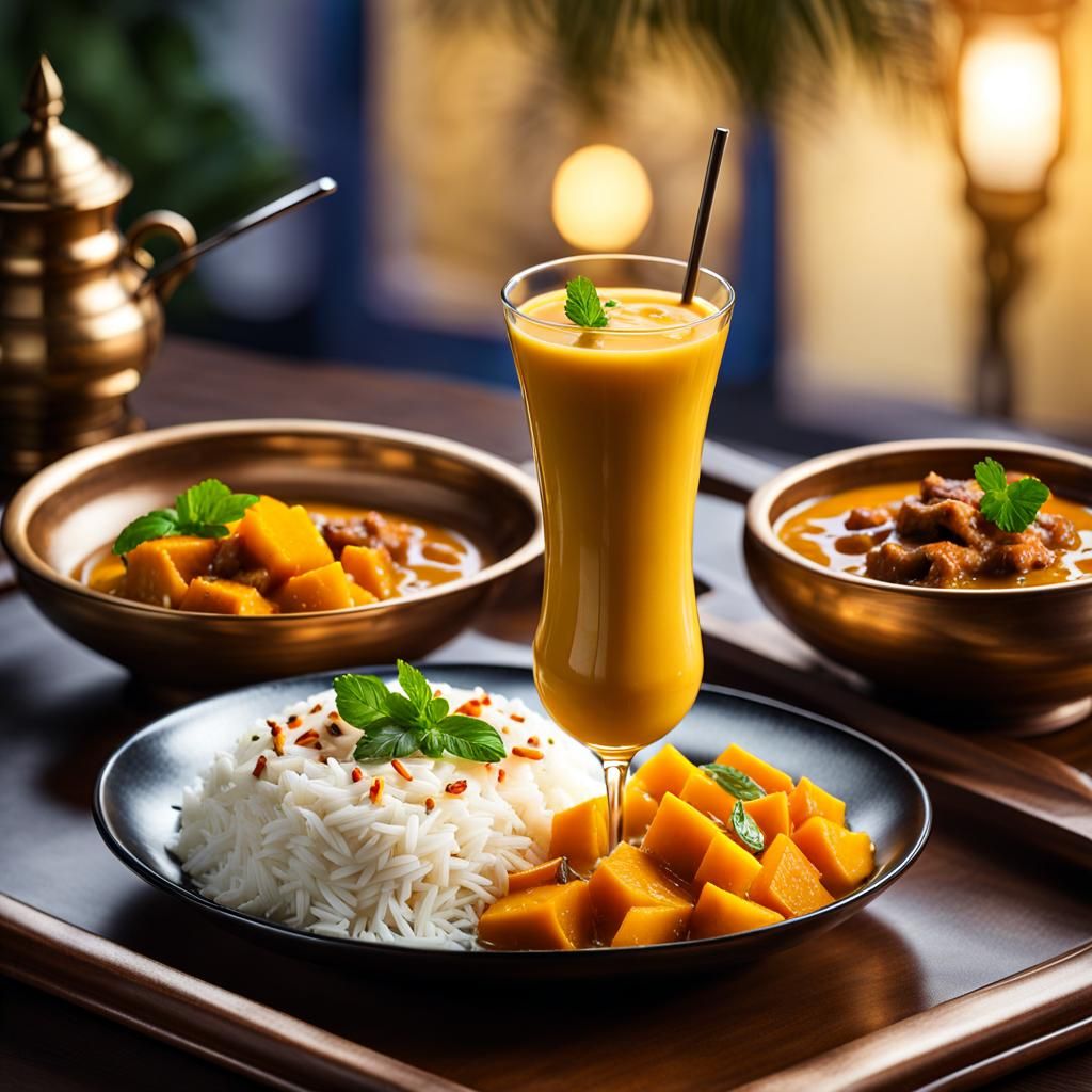 Mouth-Watering Indian Meal in Watercolor Style