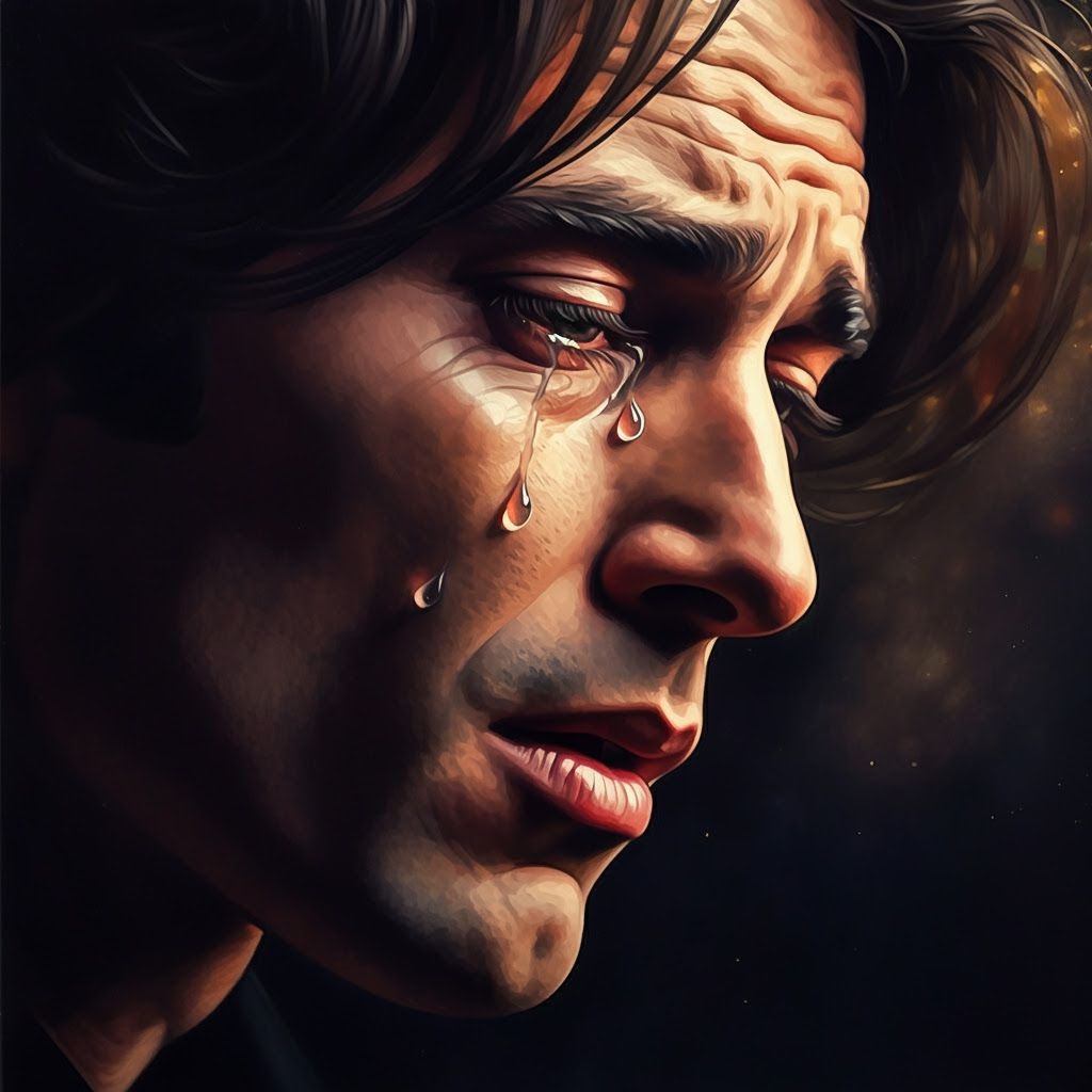 Hyperrealistic Tears of Saint Laurent in Oil Painting