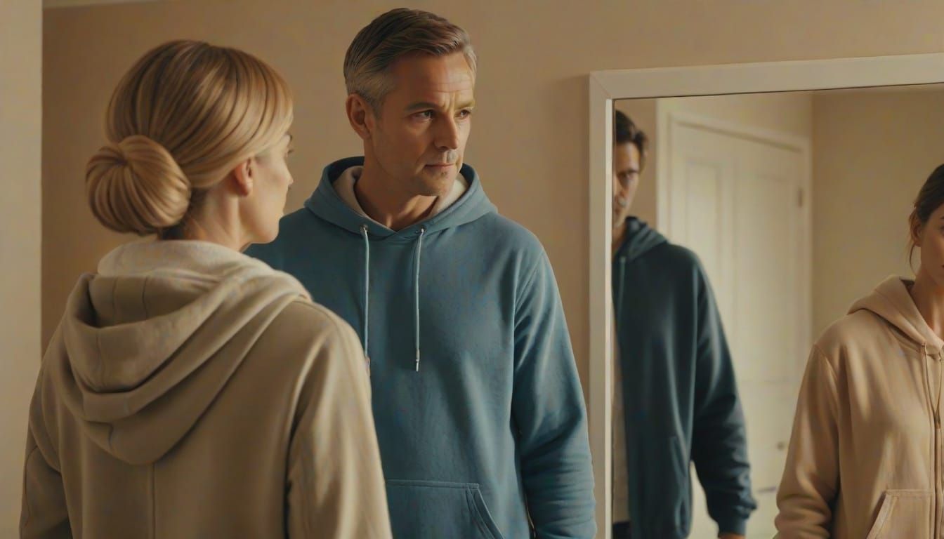 Husband and Wife in Intimate Domestic Moment