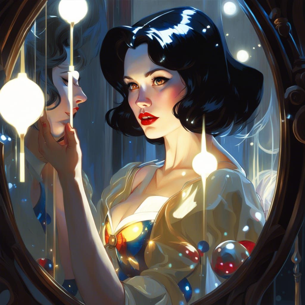 Snow White's Dark Reflection: Digital Art