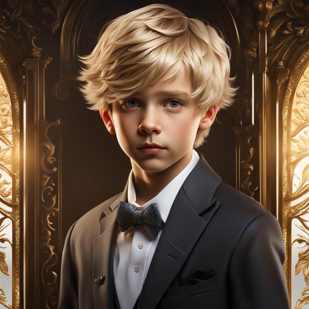 Boy in Formal Suit: Hyperdetailed Digital Portrait