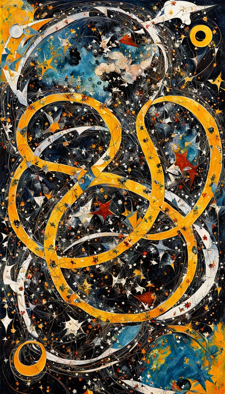 Alpha and Omega Symbol Over Jackson Pollock Style Eternity