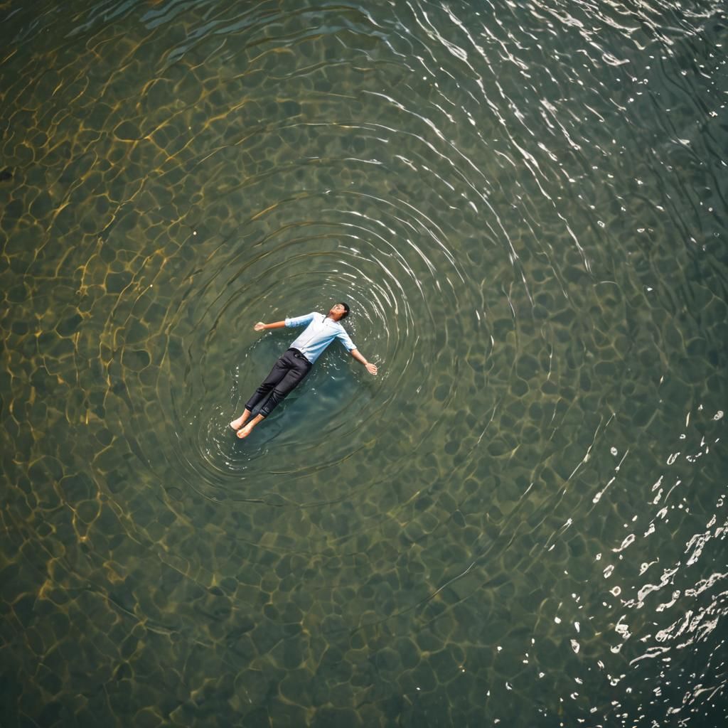 Man Floats on Water: Ultra Realistic Photography