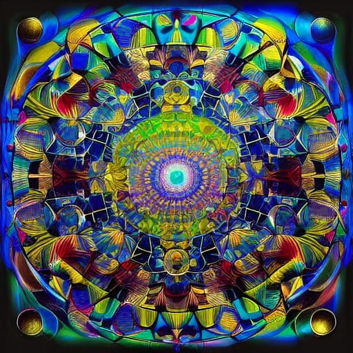 Kaleidoscopic Garden River in Surrealist Style