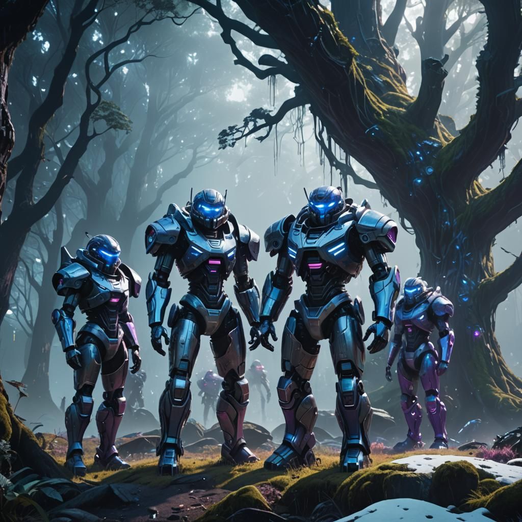 Cyberpunk Snow White in a Futuristic Forest