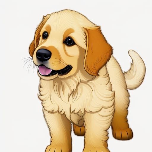 Adorable Golden Retriever Puppy in Kawaii Anime Style