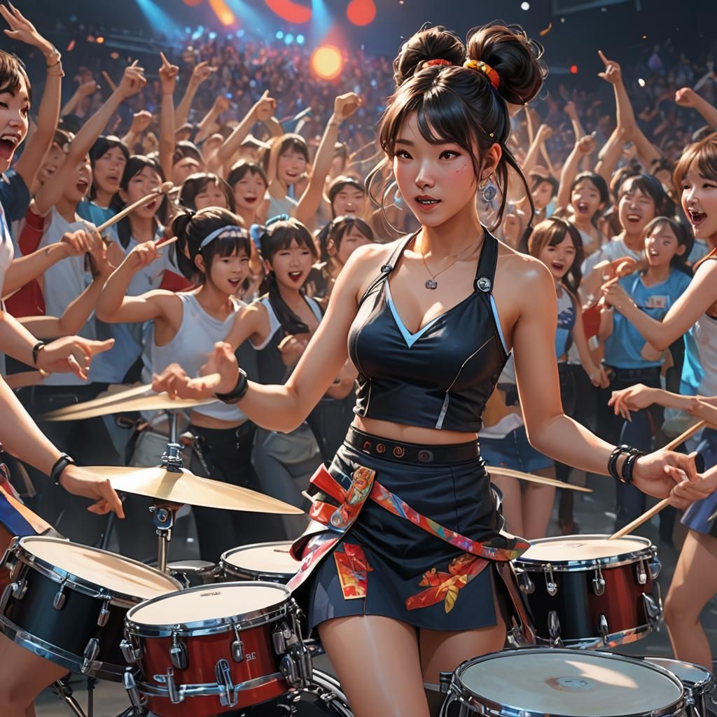 Concert Drummer Portrait in Hyperdetailed Style