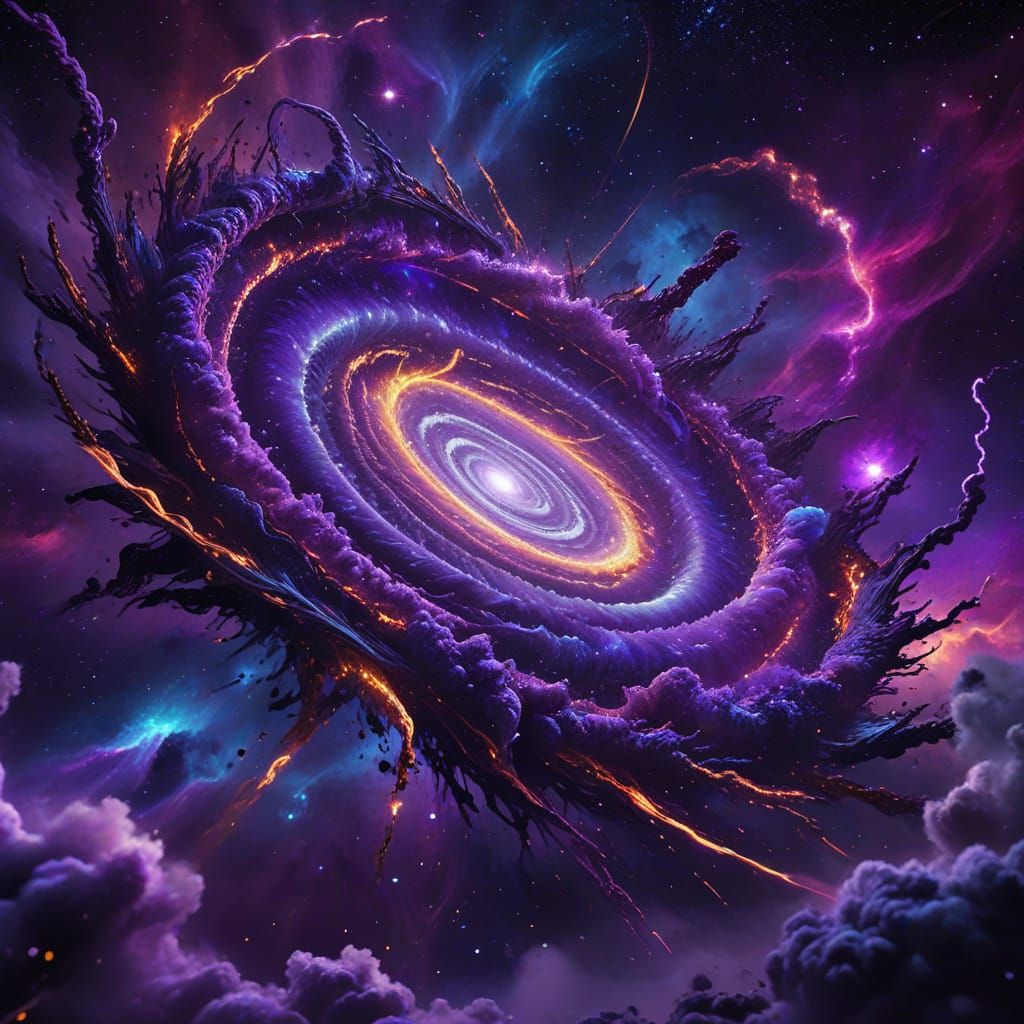 Cosmic Spiral Vortex in Vibrant Holographic Colors