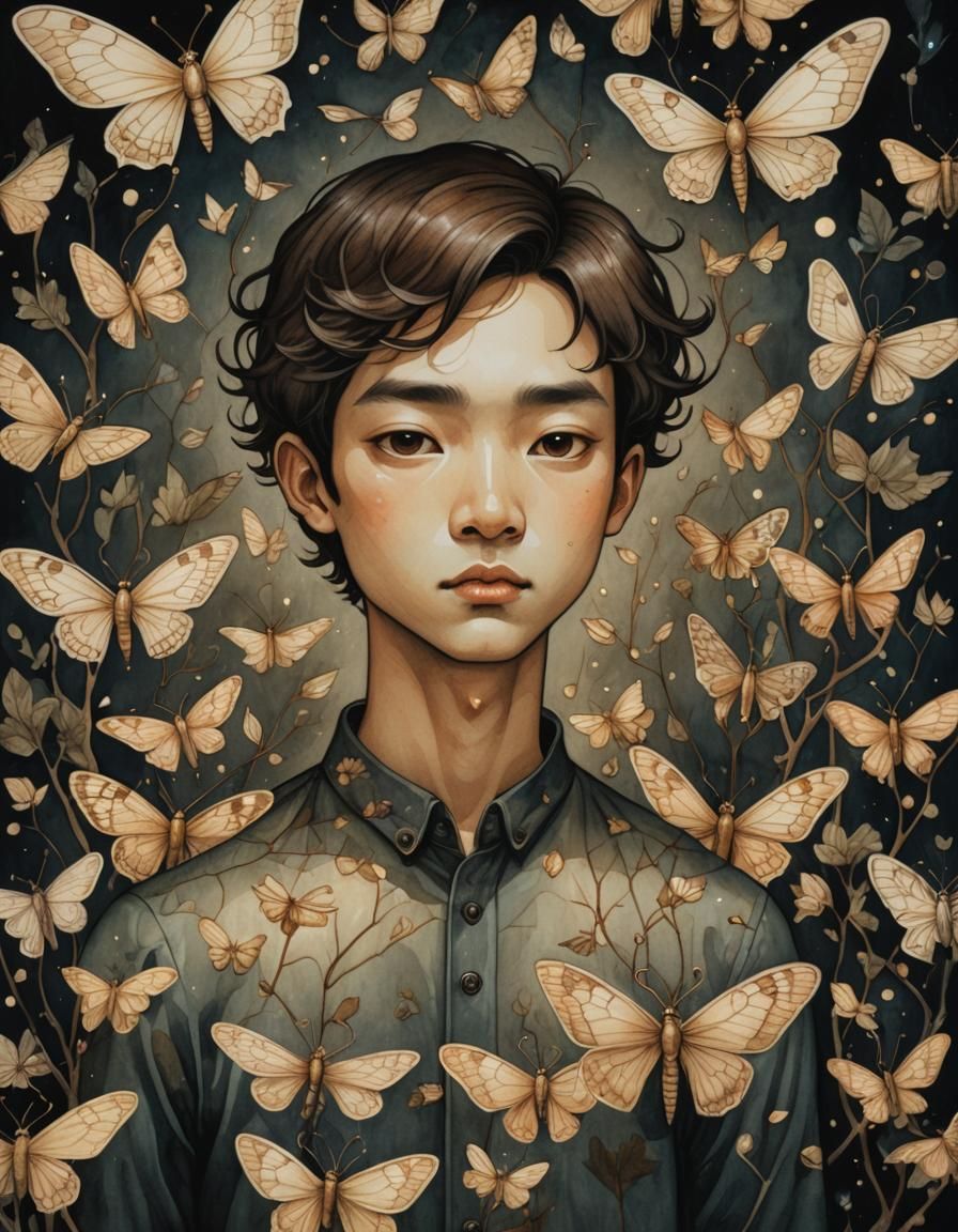 Luminescent Moths in Watercolor Painting