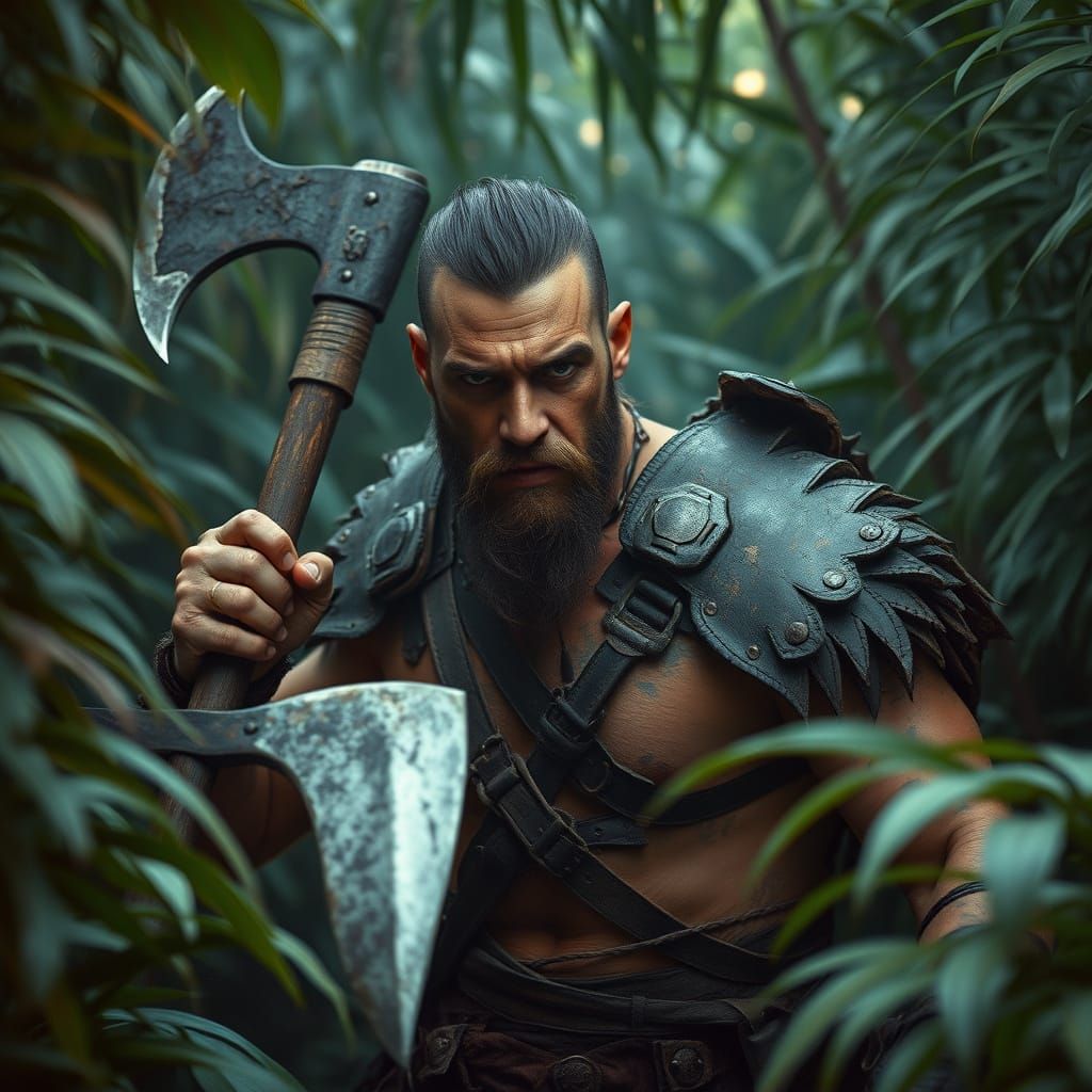 Medieval Jungle Barbarian in Cinematic Film Style