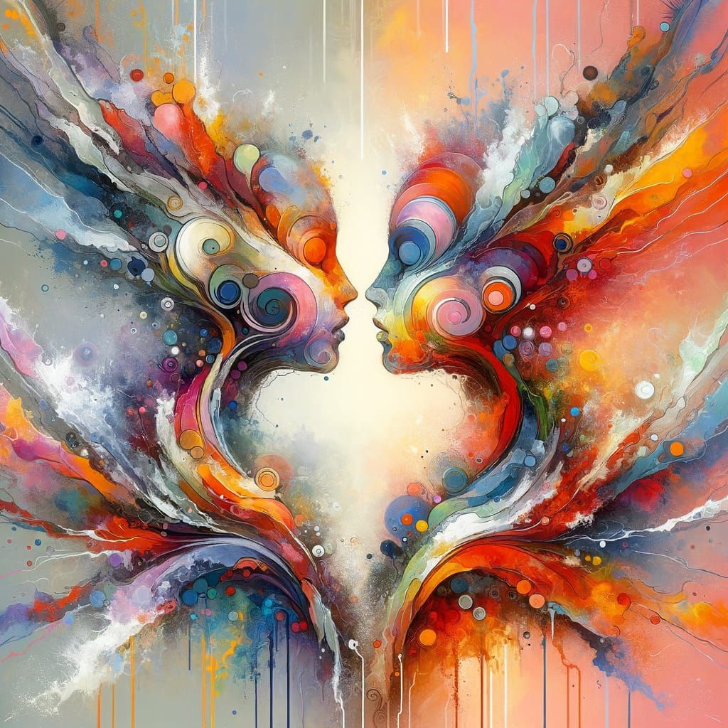 Vibrant Merging of Abstract Souls in Graffiti and Oil Art