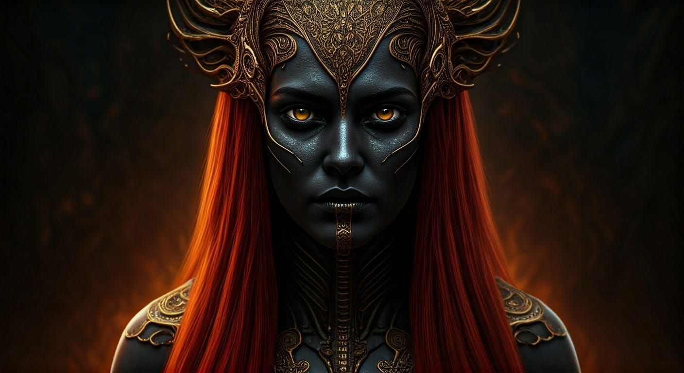 Moody Gold-Toned Aliens in Dramatic Hyperrealistic Portraits