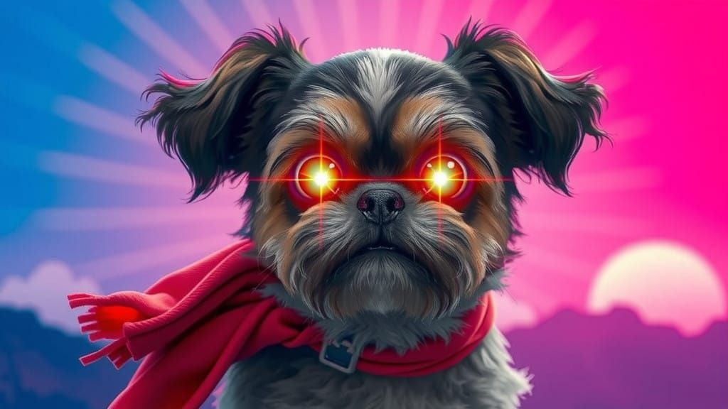 Stunning Shih-Tzu Blasts Off in Electric Blue Lasers