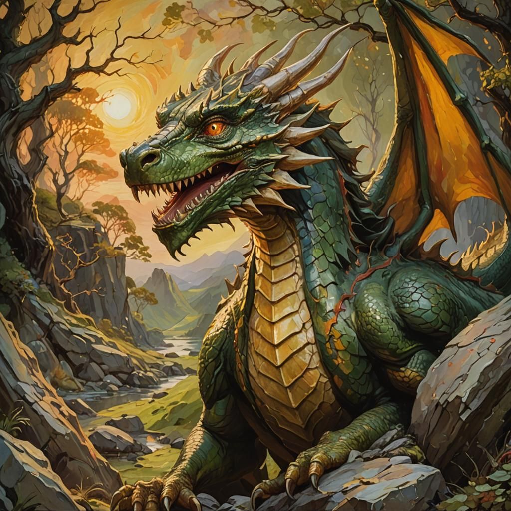 Tolkien Presents a Dragon in Expressionist Oil