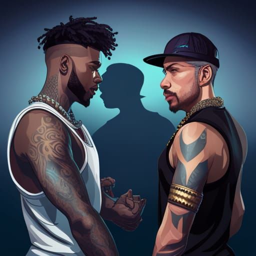 Rappers Dancing in Hyperdetailed Splash Art