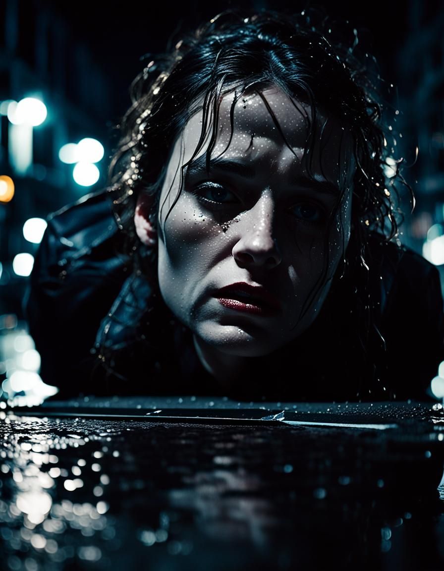 Knife's Dark Reflection on a City Alleyway