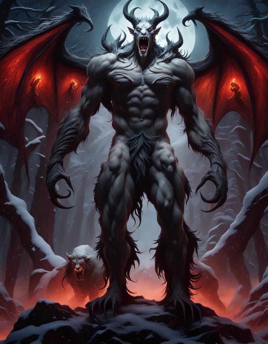 Eldritch Wendigo Horror in a Snowstorm