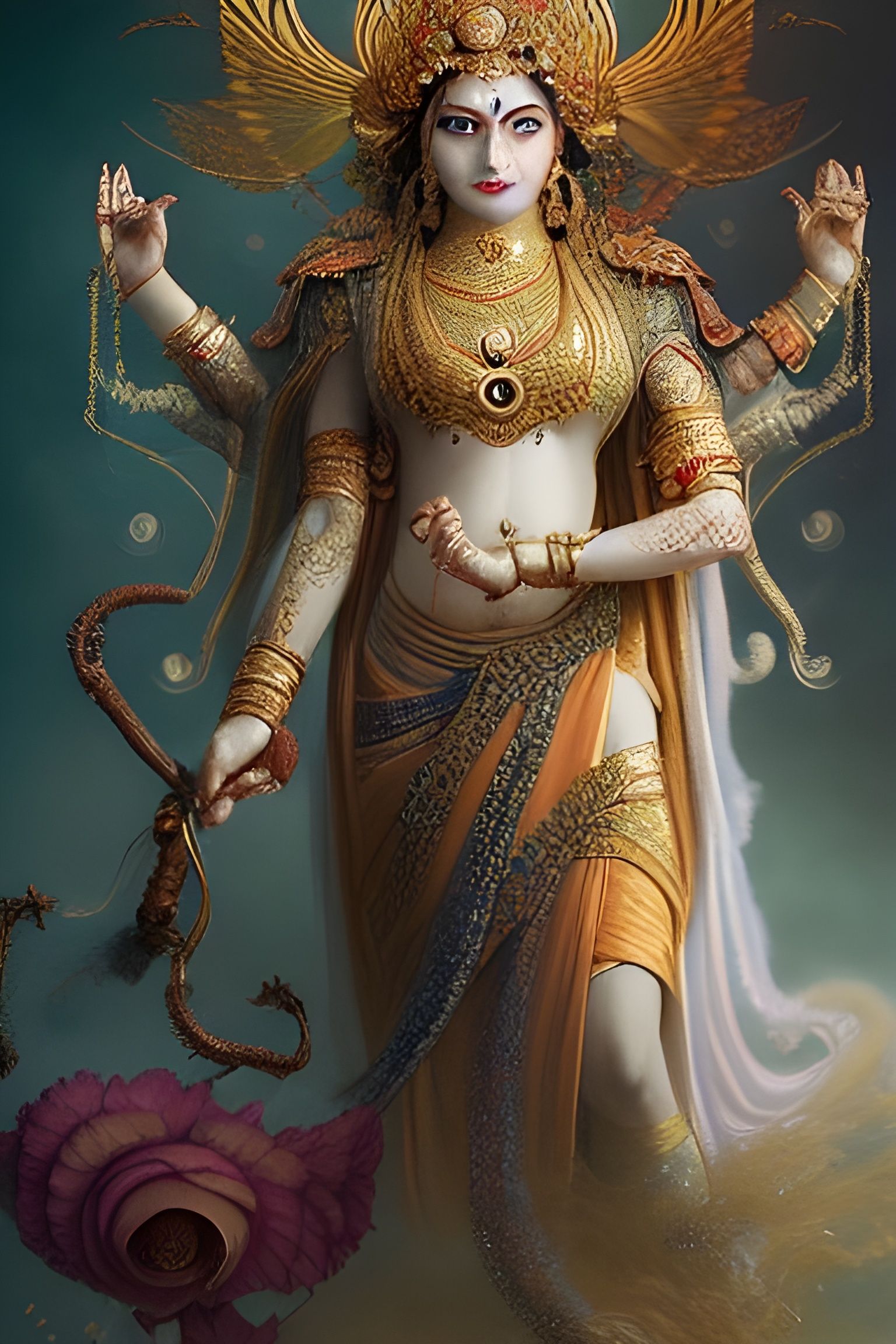Intricate Portrait of Lakshmi in Celestial Fantasy Art