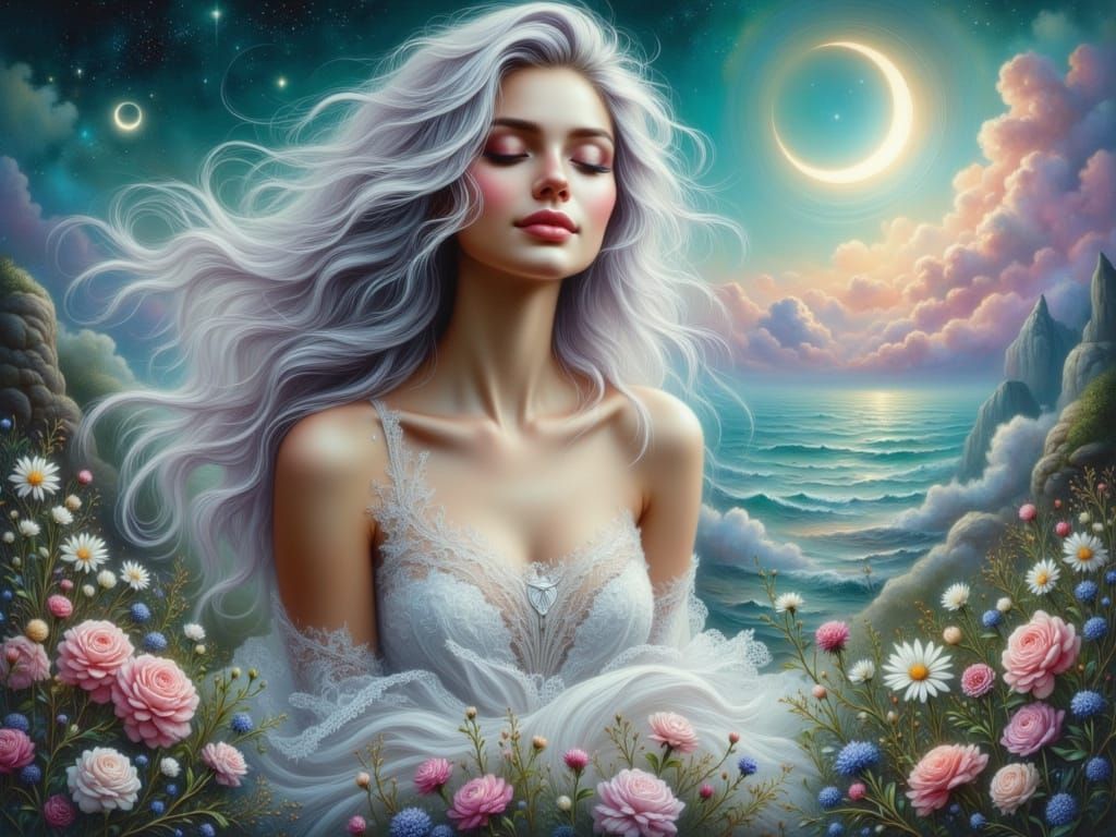 Queen of Love and Sweetness in Ethereal Oil Painting