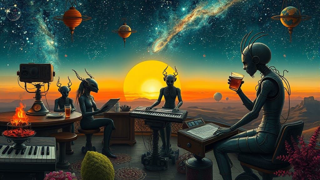 Bizarre Space Cafe at Galaxy's End: Psychedelic Art